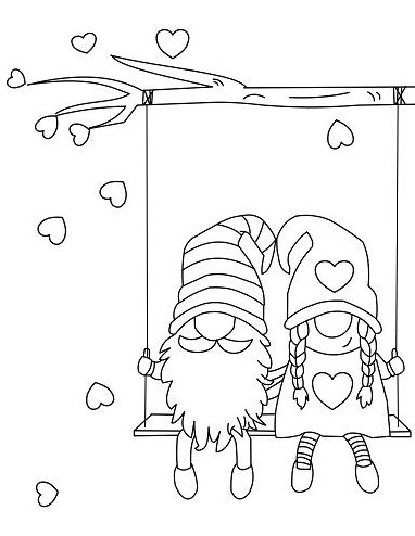 Valentines Coloring    Cutest Valentine Gnomes Coloring