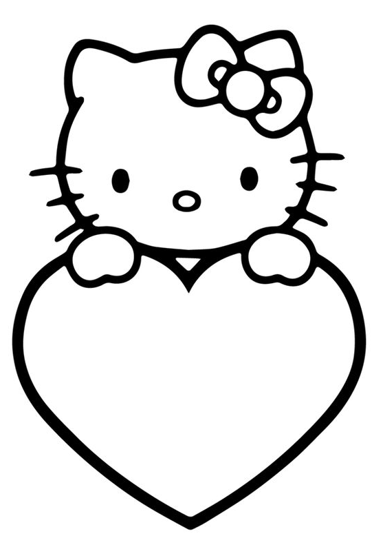 Valentines Coloring Pages   Dibujo De Hello Kitty Para Colorear Con Un Corazón Del Día De San
