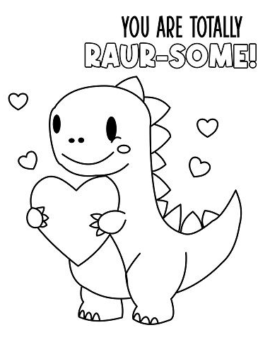 Valentines Coloring Pages   Dinosaur Valentines Coloring Pages For