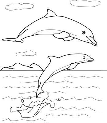 Dolphin Art - Color the Dolphin Pals Worksheet
