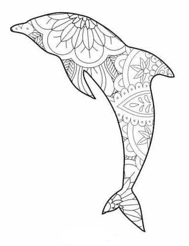 Dolphin Art - Dolphin mandala coloring page