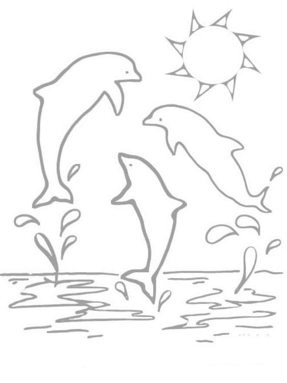 Dolphin Art - Three dolphins coloring pages