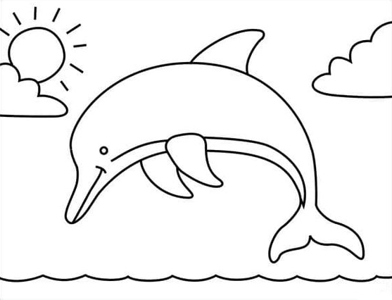 Dolphin Painting - Easy How to Draw a Dolphin Tutorial and Dolphin Coloring Page