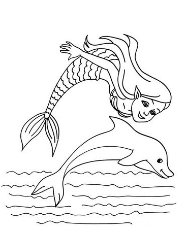 Dolphin Painting   Mermaid With A Dolphin Coloring Pages