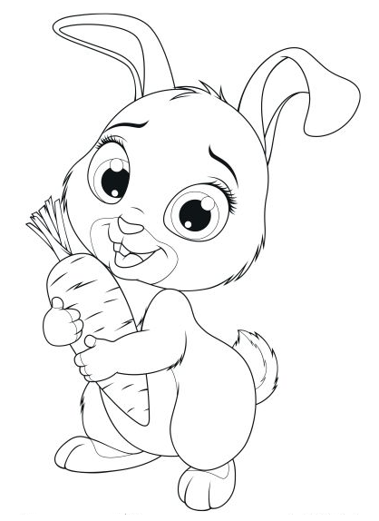 Rabbit Drawing – Cute Baby Rabbit Coloring-page For Kids Free Printable ...