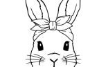 Rabbit Drawing   Cute Rabbit Line Art Bunny With Pink Bandana Easter Bunny Bunny Sketch Vector Illustration