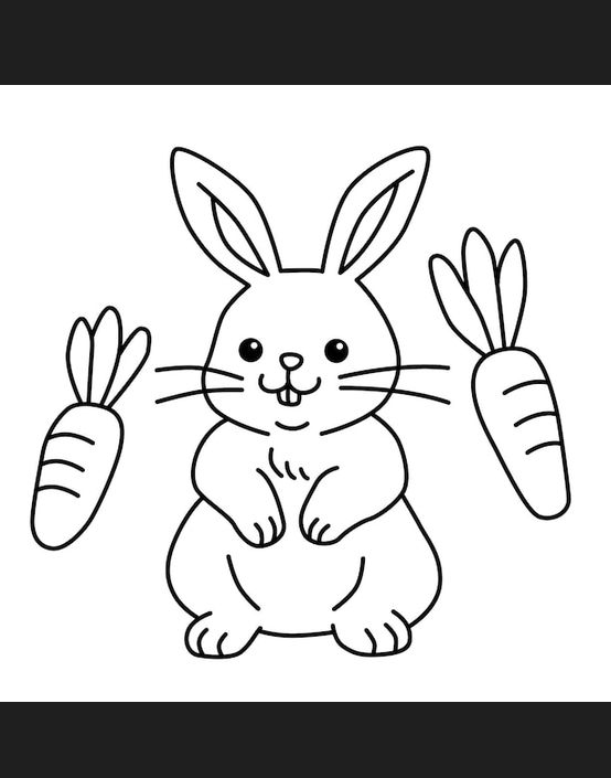 Rabbit Drawing - Hand drawn bunny outline illustration