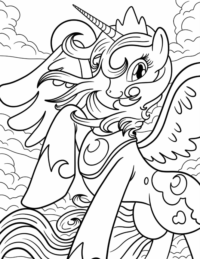 Princess Luna Coloring Pages   Beautiful Princess Luna With Wings