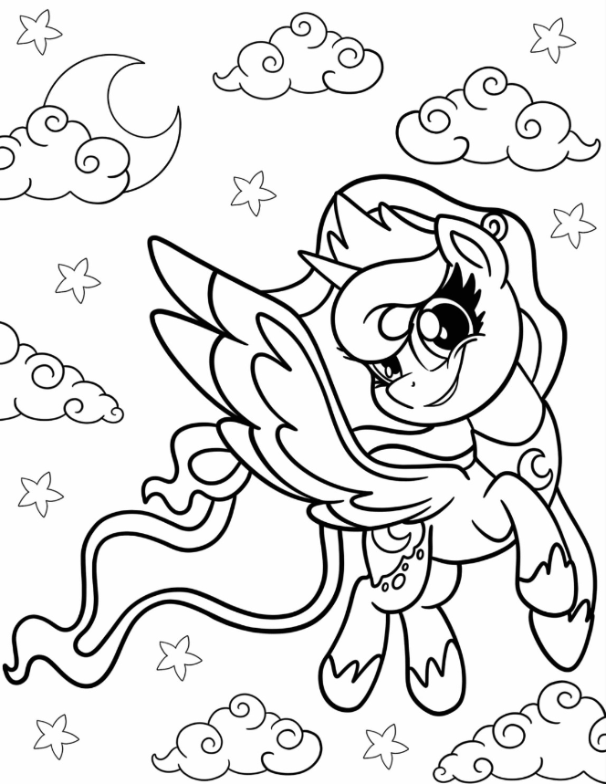 Princess Luna Coloring Pages   Kawaii Princess Luna Coloring Page For
