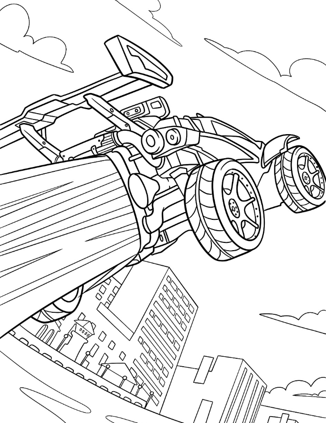 Rocket League Coloring Pages   Octane Battle Car With Rear Thrusters Blasting Coloring