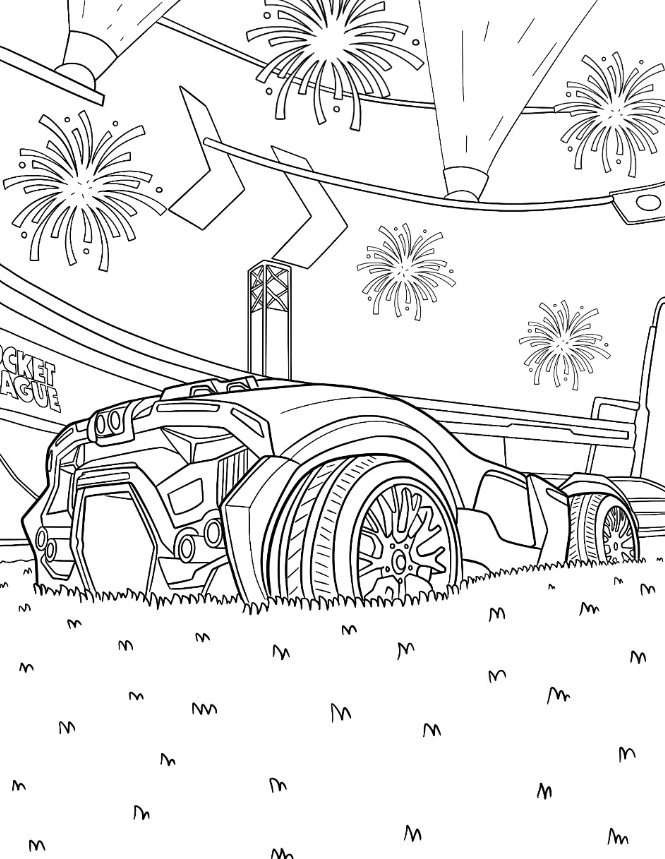 Rocket League Coloring Pages   Rear View Of Rocket League Breakout Type S With Fireworks In The