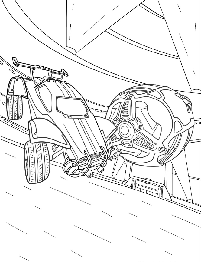Rocket League Coloring Pages   Rocket League Battle Car In The Air With The Ball Coloring