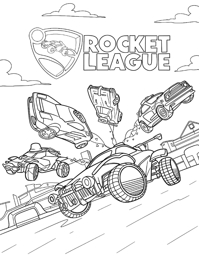 Rocket League Coloring Pages   Rocket League Battle Cars Poster Coloring Page For