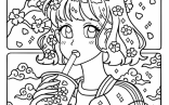 Retro Anime Girl Drinking Boba Tea Aesthetic Coloring Sheet For Kids