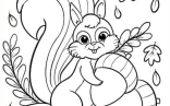 Fall Squirrel Coloring Page