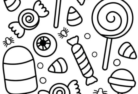 Simple Halloween Candy Coloring Sheet