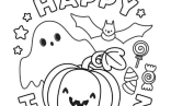 Simple Happy Halloween Coloring Sheet