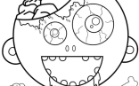 Simple To Color Zombie Head For Preschoolers