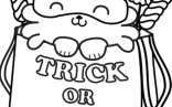 Trick Or Treat Kitty Coloring Sheet