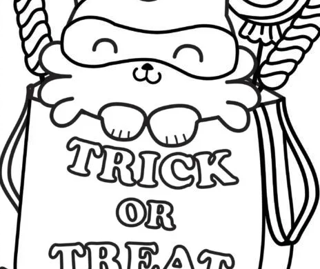 Trick Or Treat Kitty Coloring Sheet