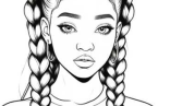 Cute Baddie With Braids For Coloring