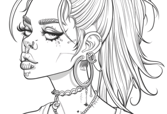 Cute Gothic Baddie Coloring Pages