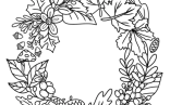 Fall Leaves Wreath With Acorns And Berries Coloring Page