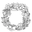 Fall Leaves Wreath With Acorns And Berries Coloring Page