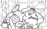 Girl And Cats Sleeping In Cozy Living Room Coloring Page