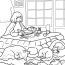 Girl And Pets Sleeping Under A Kotatsu Cozy Coloring Page