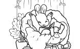 Kawaii Rabbit Reading In Cozy Chair Coloring Page