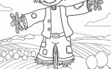 Kawaii Scarecrow To Color In For Kids