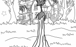 Scary Beldam Outside House Coloring Page