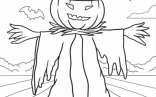 Simple Halloween Scarecrow Coloring In