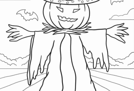 Simple Halloween Scarecrow Coloring In