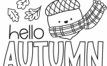 Simple “Hello Autumn” Coloring Page