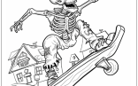 Skateboarding Skeleton Coloring Page