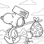 Snoopy Walking With A Knapsack To Color