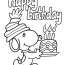 Snoopy With Happy Birthday Cake To Color