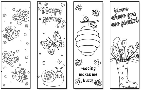 Spring Bookmarks To Color