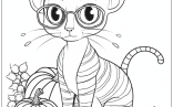 Striped Halloween Cat Coloring Page