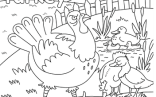 Turkey On The Farm Coloring Page For Kids