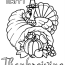 Turkey With Cornucopia Thanksgiving Coloring Page