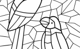 Two Parrots Mosaic Coloring Page