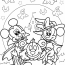 Vampire Mickey Mouse And Witch Minnie Mouse Holding Jack O Lantern Coloring Page