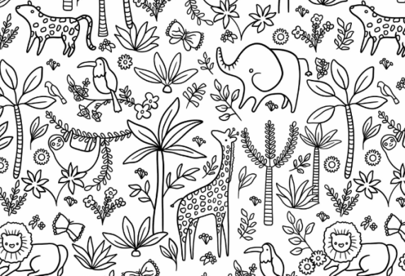 Wildlife Pattern With Elephants, Birds, And Cheetahs