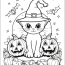 Witch Halloween Cat Coloring Page Ideas