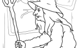 Witch Sitting With Staff Coloring Page