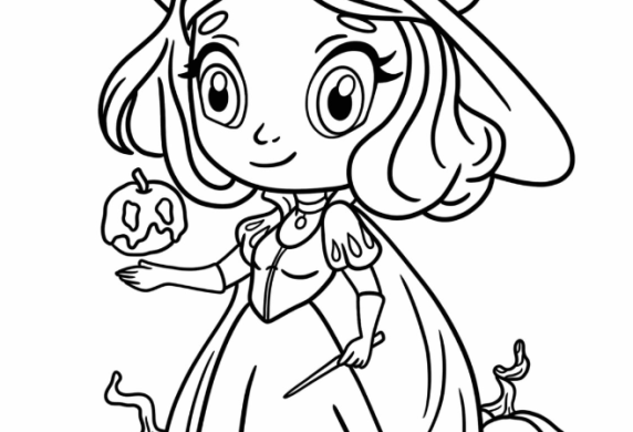 Witch Snow White Disney Halloween Coloring Sheet