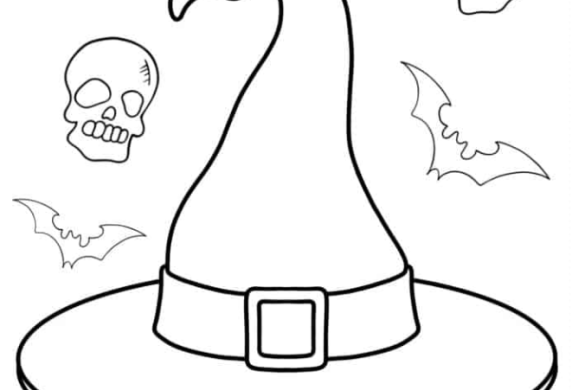 Witches Hat Coloring Page For Kids